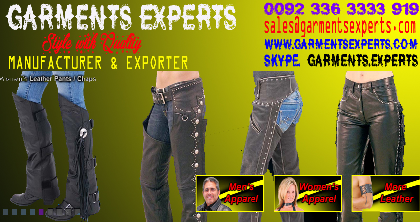 Leather Chaps , Leather Horse Chaps , Riding Chaps, Biker Chaps , Biker Short Chaps, Biker Leather Chaps , Leather Wears Garments Experts , Leather Wears , Ladies Wears , Fashion Wears , Leather Undergarments , Leather Ladies Dress , Ladies Wears Women Wears , Girls Clothing, Biker Girls wears